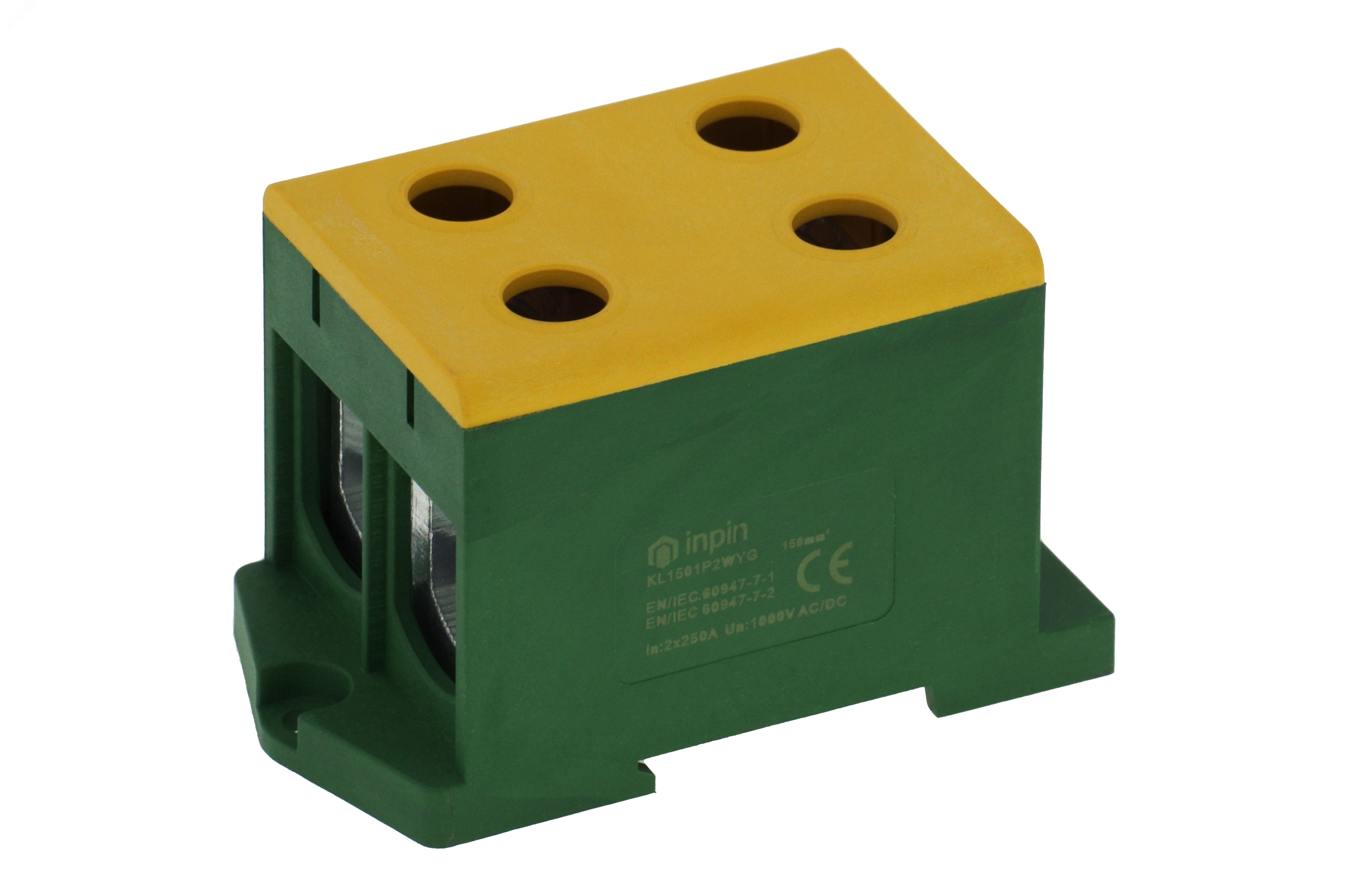 Клемма жёлто-зелёная, 4 подключения 25-150мм 1000V 250/320А