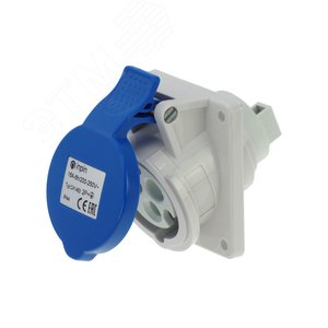 Розетка встраиваемая наклонная 16A/230V/1P+N+E/IP44, фланец 64x74