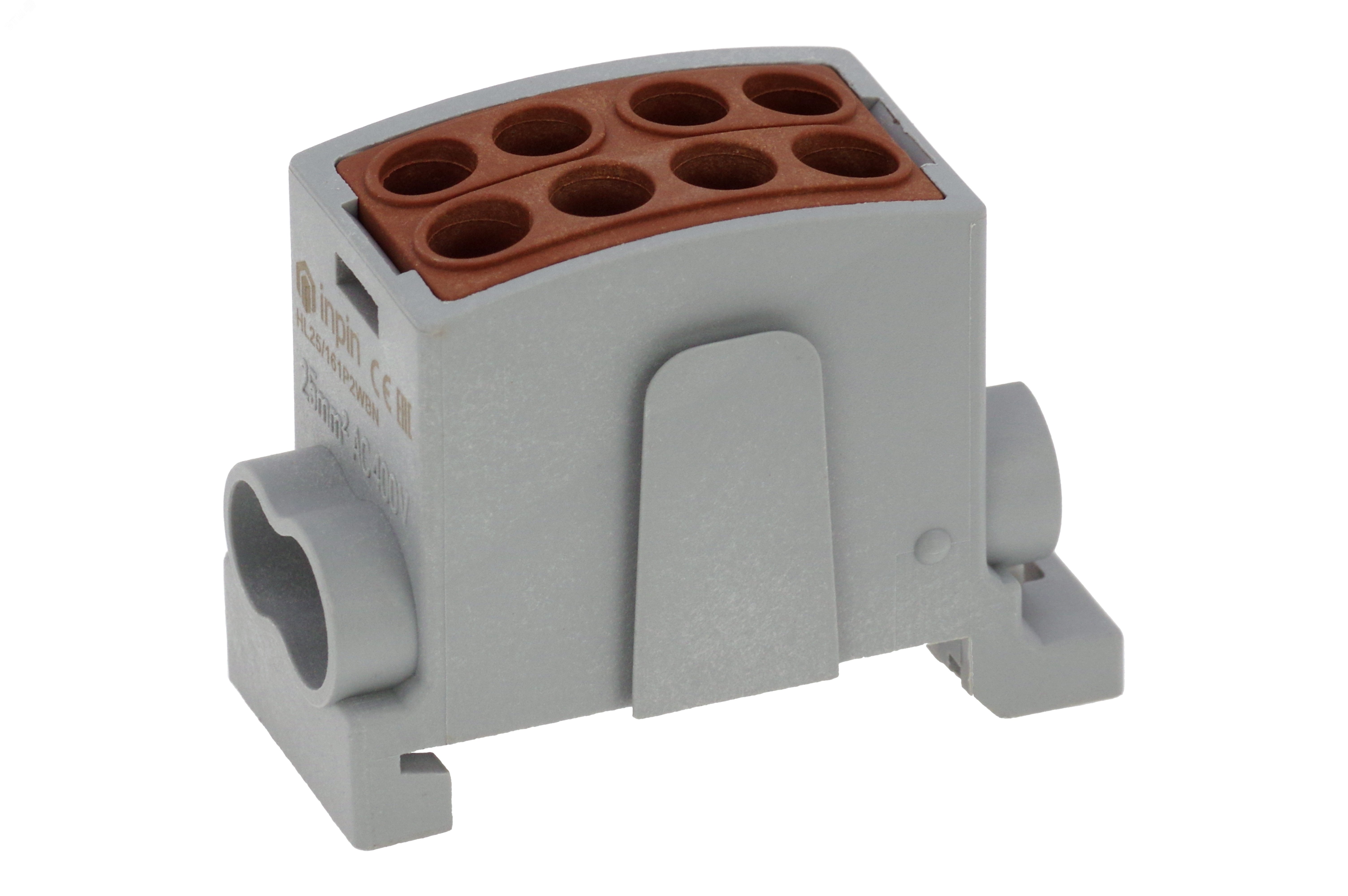 Клемма коричневая, 4 подключения 2,5-16мм 1000V 100А