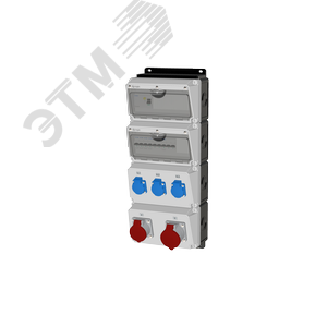 Комбинация розеток , Вход М40, клеммы, УЗО 4P/63A/30mA, 1xCEE16A5p, 1xCEE32A5p, 3xSchuko16A, IP44.