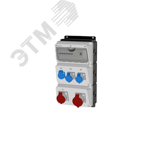 Комбинация розеток , Вход М40, клеммы, УЗО 4P/63A/30mA, 1xCEE32A5p, 1xCEE16A5p, 2xCEE16A3p, 1xSchuko16A, IP44.