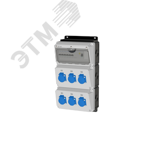 Комбинация розеток , Вход М32, клеммы, УЗО 4P/40A/30mA, 6xSchuko16A., IP54.