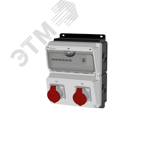 Комбинация розеток , Вход М32, клеммы, УЗО 4P/40A/30mA, 2xCEE32A5p, IP44.