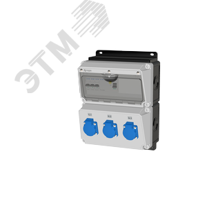 Комбинация розеток , Вход М32, клеммы, УЗО 4P/40A/30mA, 3xSchuko16A, IP54.