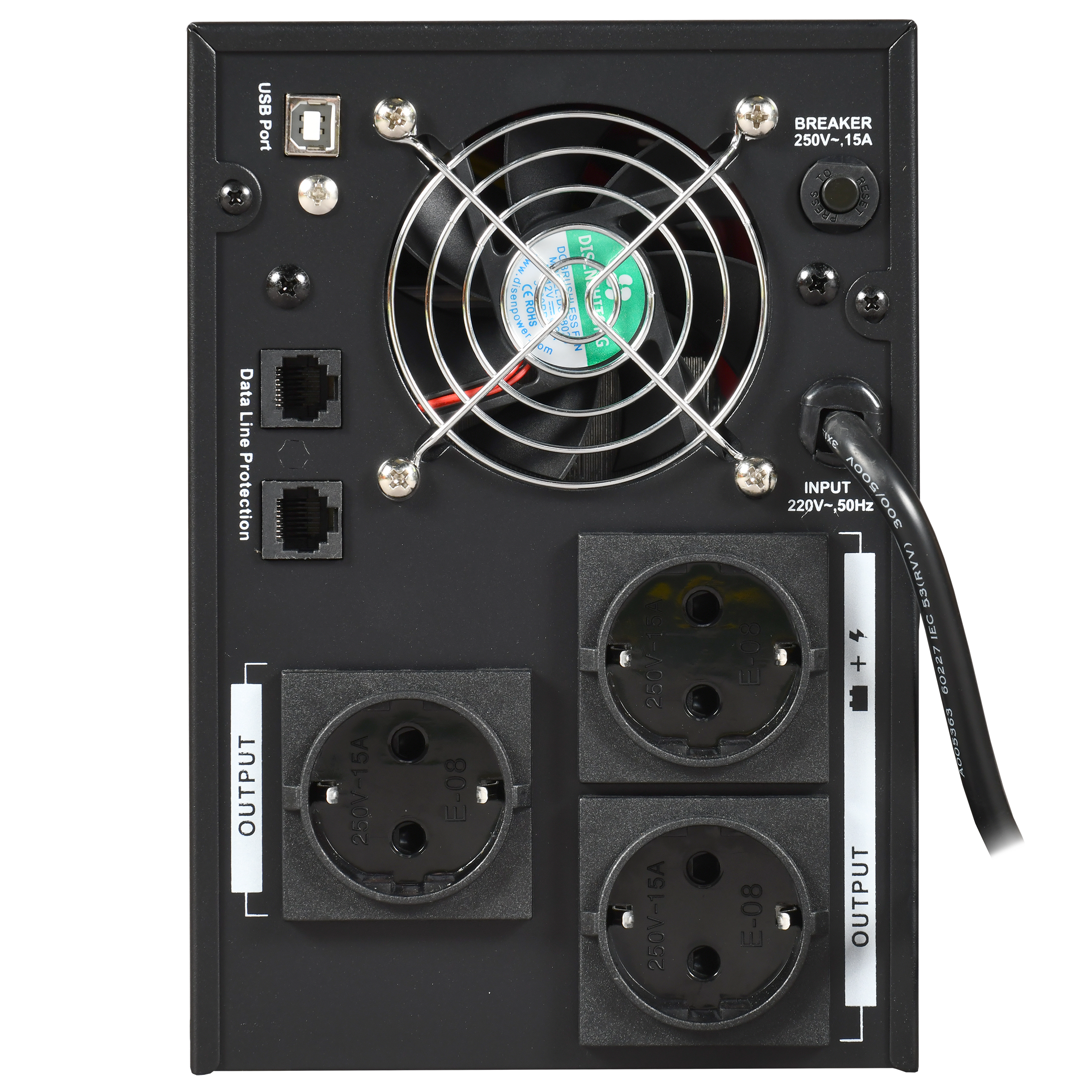 ITK ELECTRA ET ИБП однофазный линейно-интерактивный 3кВА/1,8кВт 3хSchuko LCD дисплей АКБ 4х9AH USB RJ45/11