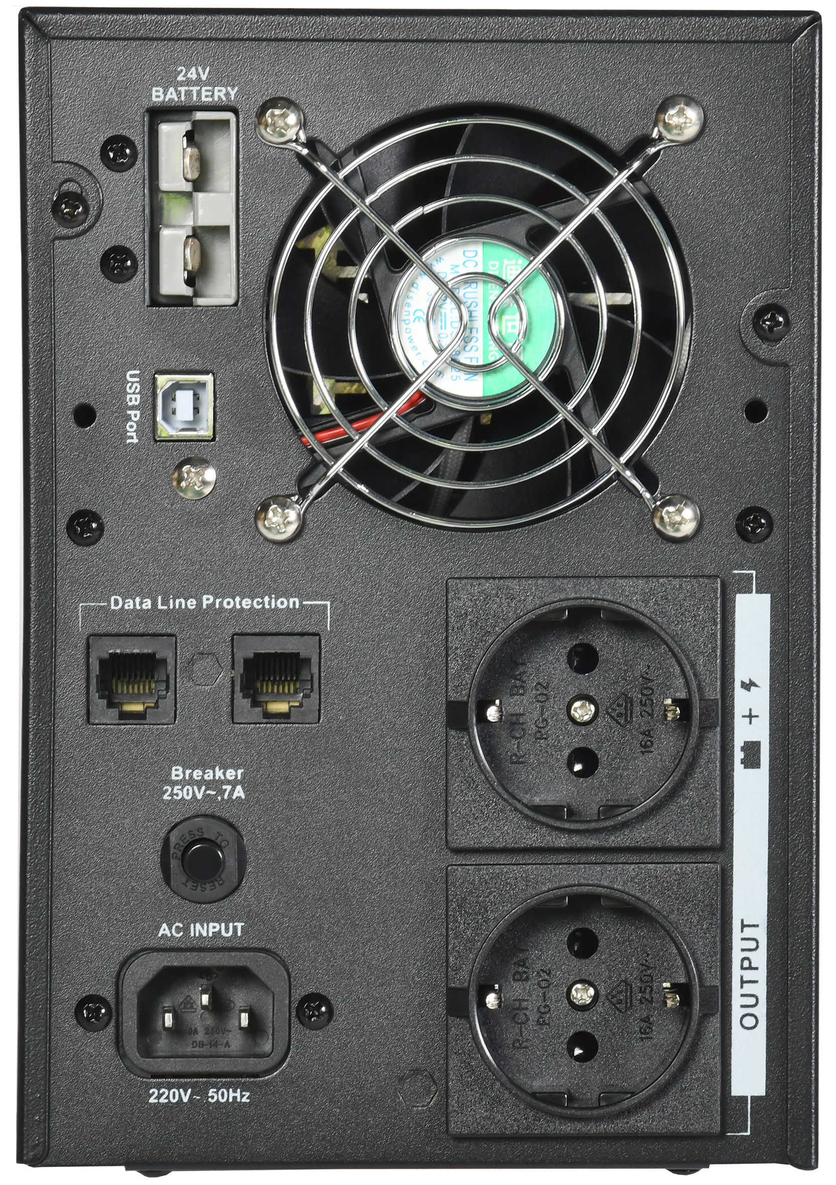 ITK ELECTRA LT ИБП однофазный линейно-интерактивный 1кВА/0,8кВт 2хSchuko LCD дисплей 24VDC без АКБ USB RJ45/11