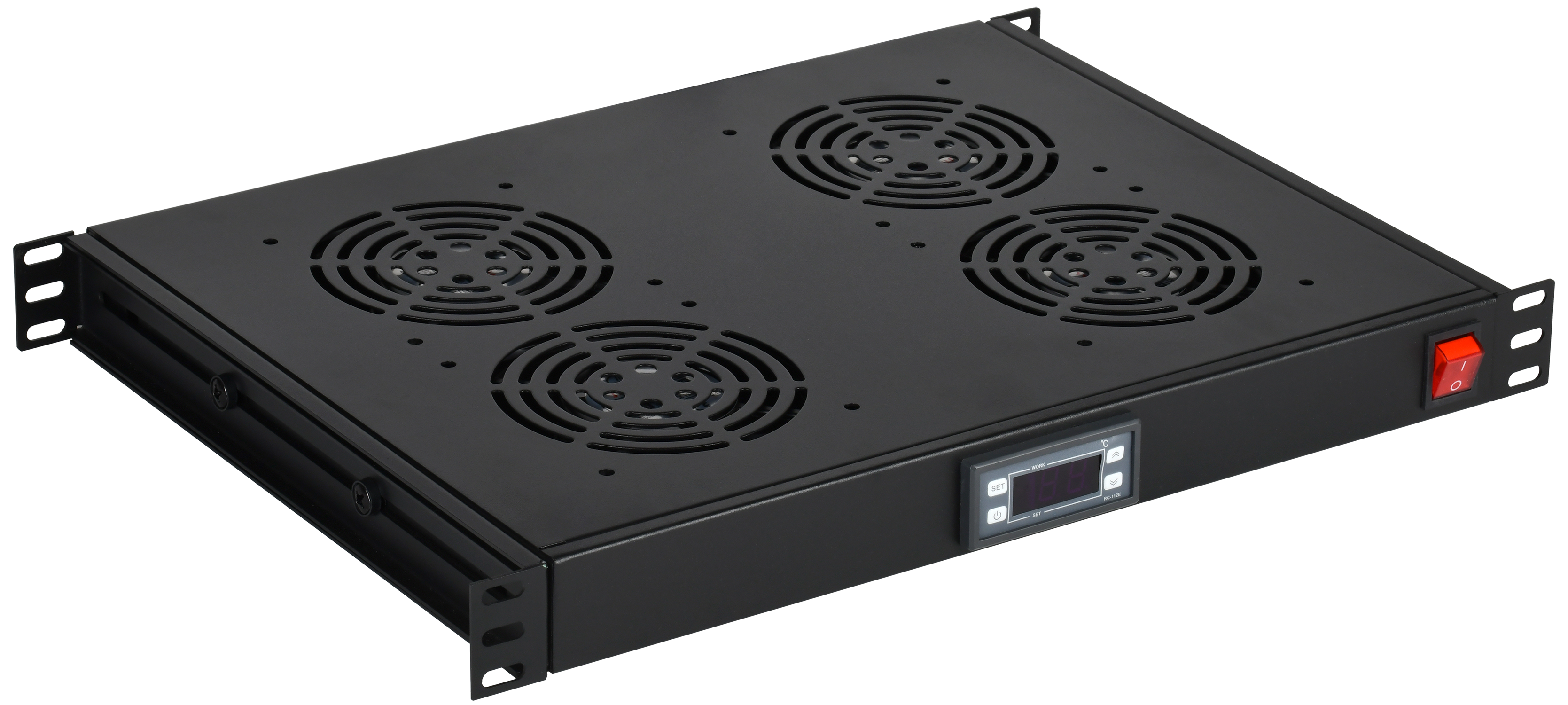 ITK 19" Модуль вентиляторный 1U с цифровым термостатом 4 вентилятора черный
