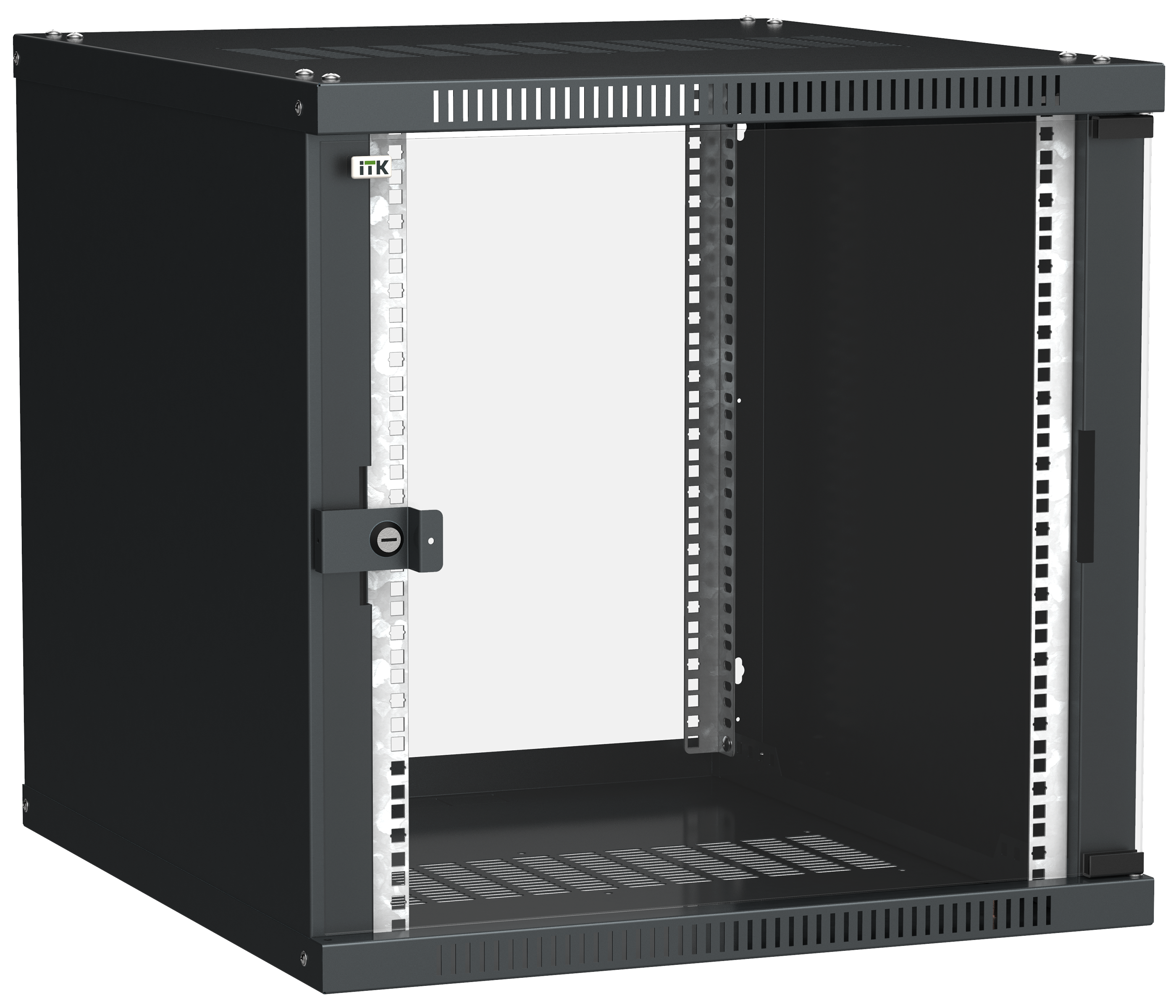 ITK Шкаф настенный LINEA WE 9U 600х450мм дверь стекло черный