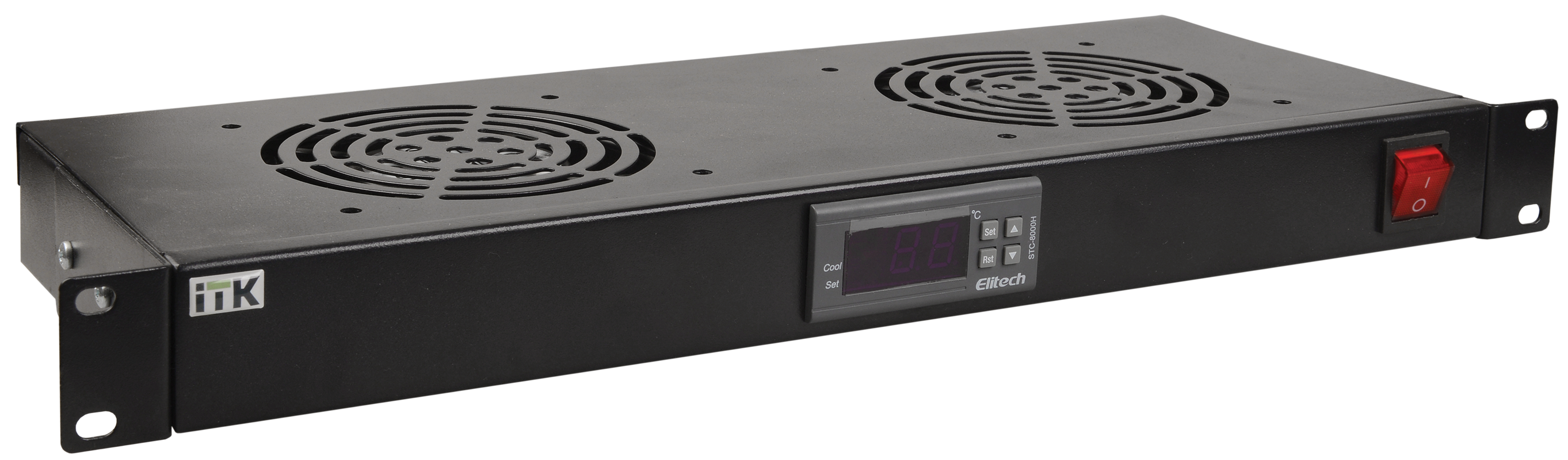 ITK 19" Модуль вентиляторный 1U с цифровым термостатом 2 вентилятора черный