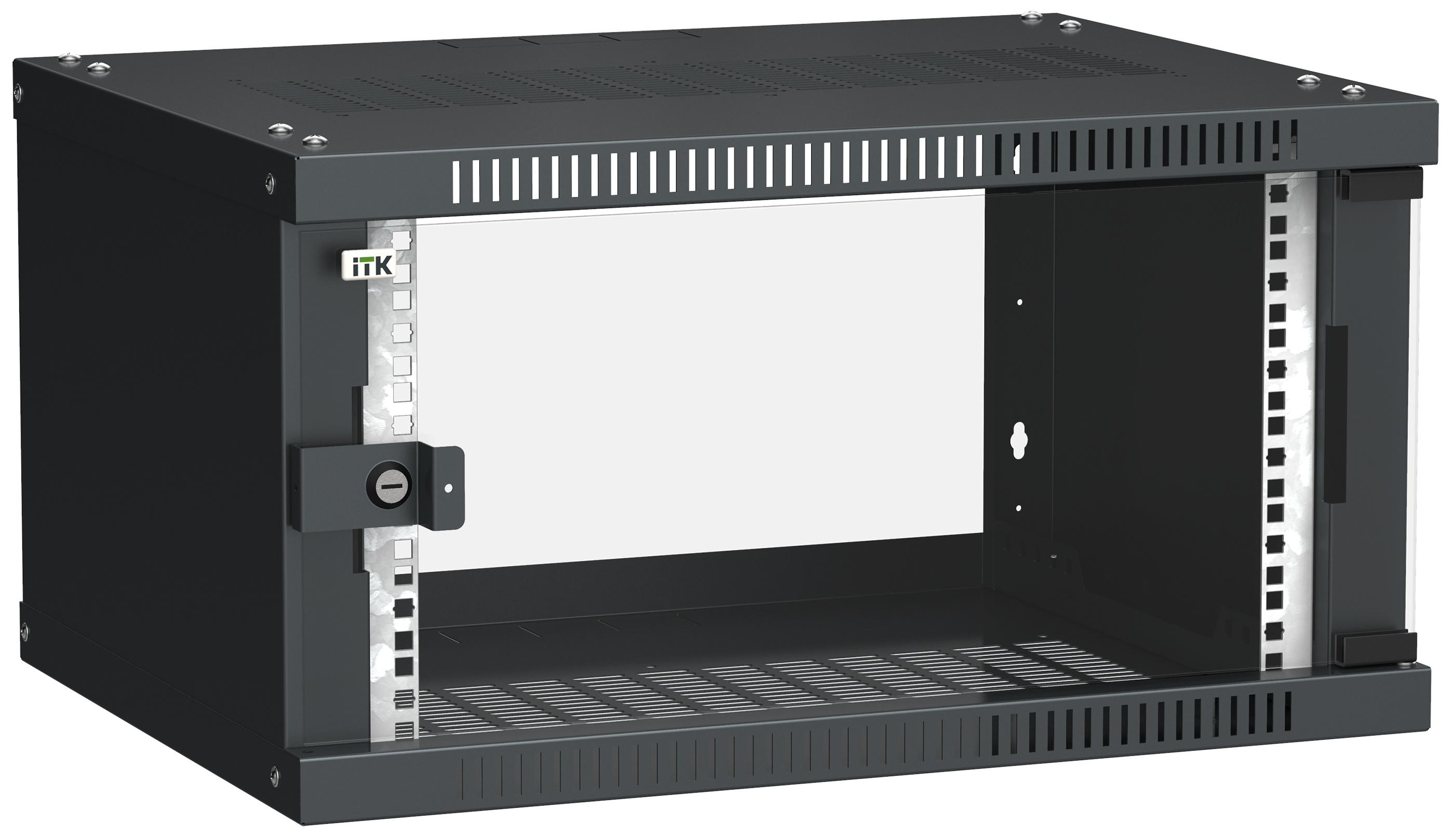 ITK Шкаф настенный LINEA WE 6U 600х450мм дверь стекло черный