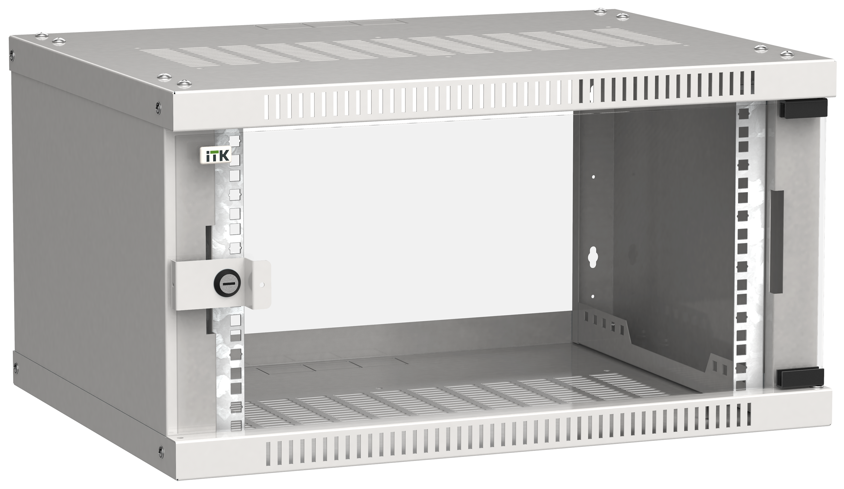 ITK Шкаф настенный LINEA WE 6U 600х450мм дверь стекло серый