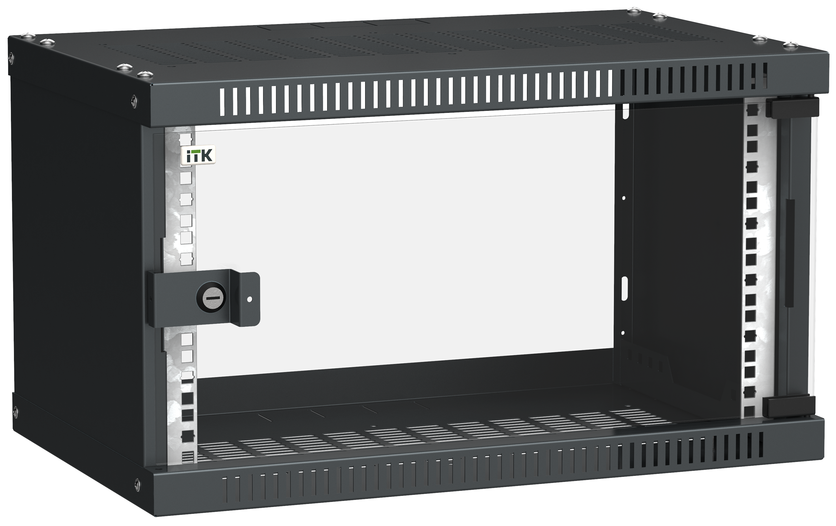 ITK Шкаф настенный LINEA WE 6U 550х350мм дверь стекло черный