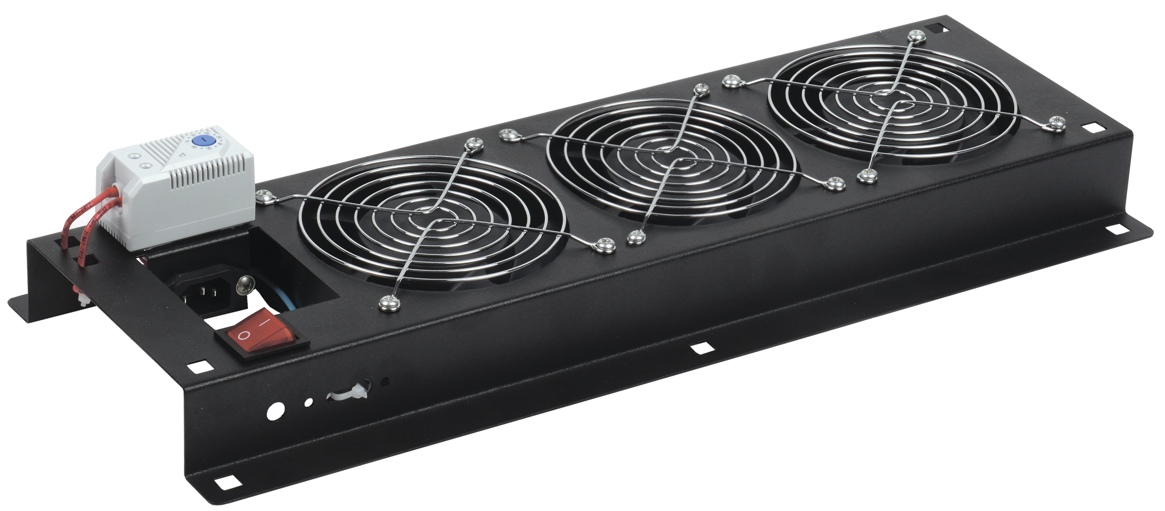 ITK Панель вентиляторная с выключателем и термостатом 3 вентилятора без кабеля питания черная