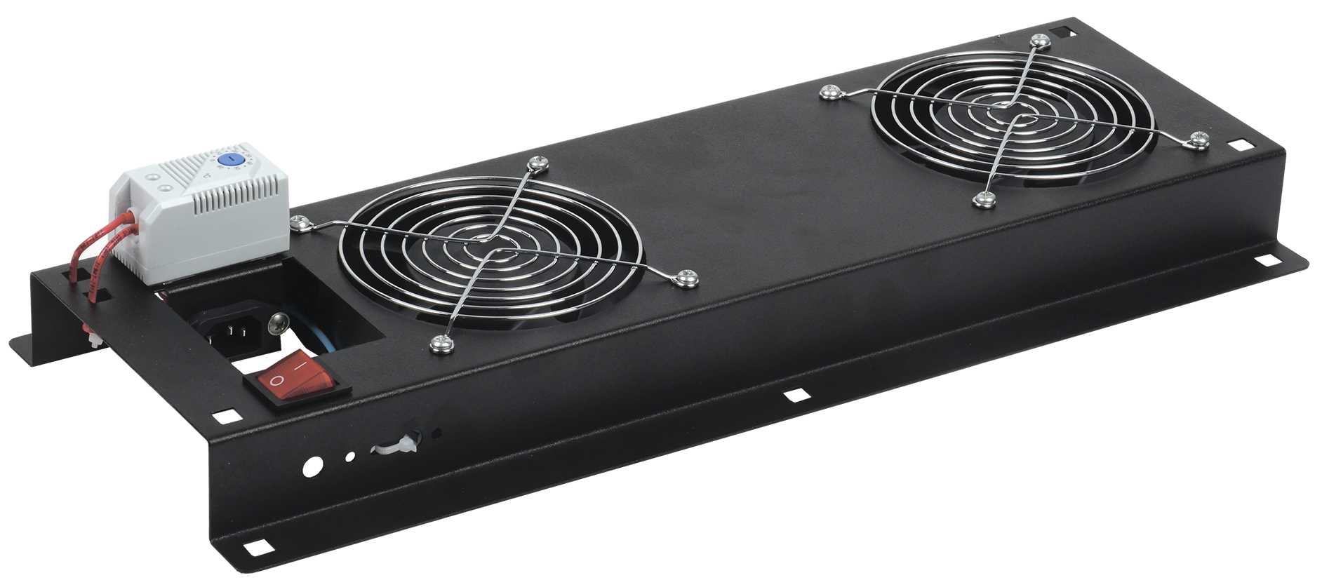 ITK Панель вентиляторная с выключателем и термостатом 2 вентилятора без кабеля питания черная