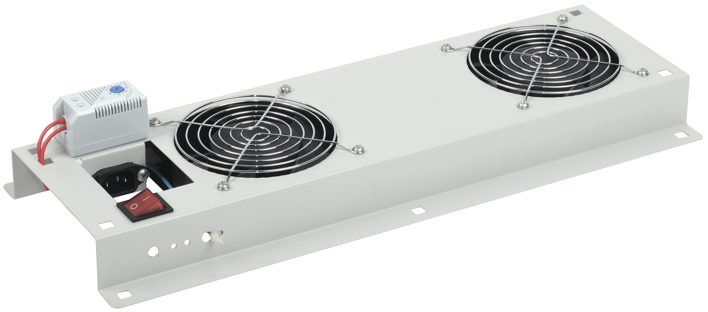 ITK Панель вентиляторная с выключателем и термостатом 2 вентилятора без кабеля питания серая