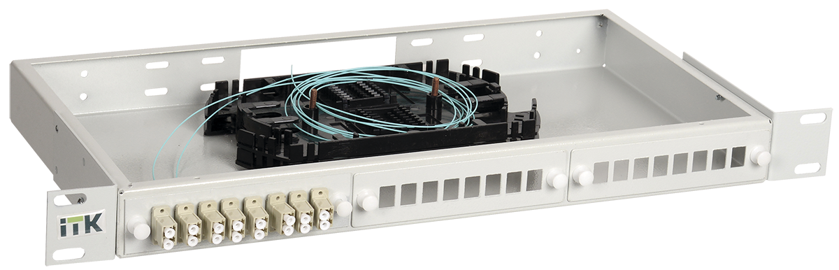 ITK 1U Оптический распределительный кросс укомплектованный: LC (Duplex) 6шт, (OM3)