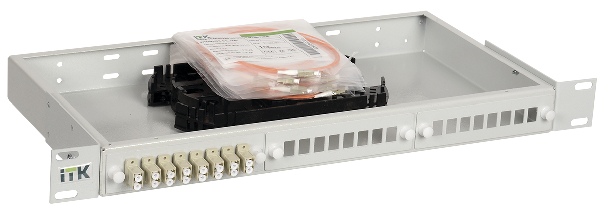 ITK 1U Оптический распределительный кросс укомплектованный: LC (Duplex) 4шт, (OM2)