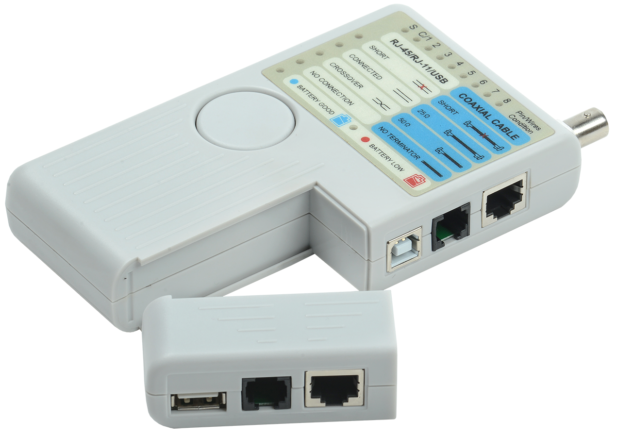 ITK Тестер для витой пары 4в1 RJ45/RJ11/BNC/USB с элементом питания