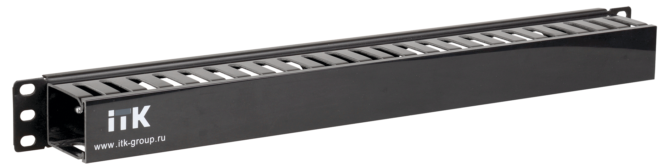 ITK 19" пластиковый кабельный органайзер с крышкой 1U глубина 60мм черный