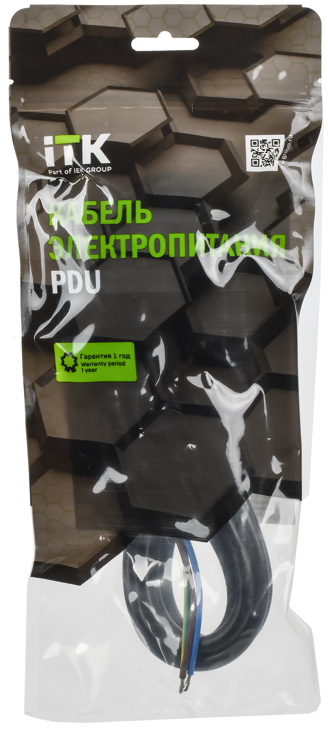 ITK Кабель электропитания PDU сечением 3х1,5 2М с разъёмом C19 и без разъема