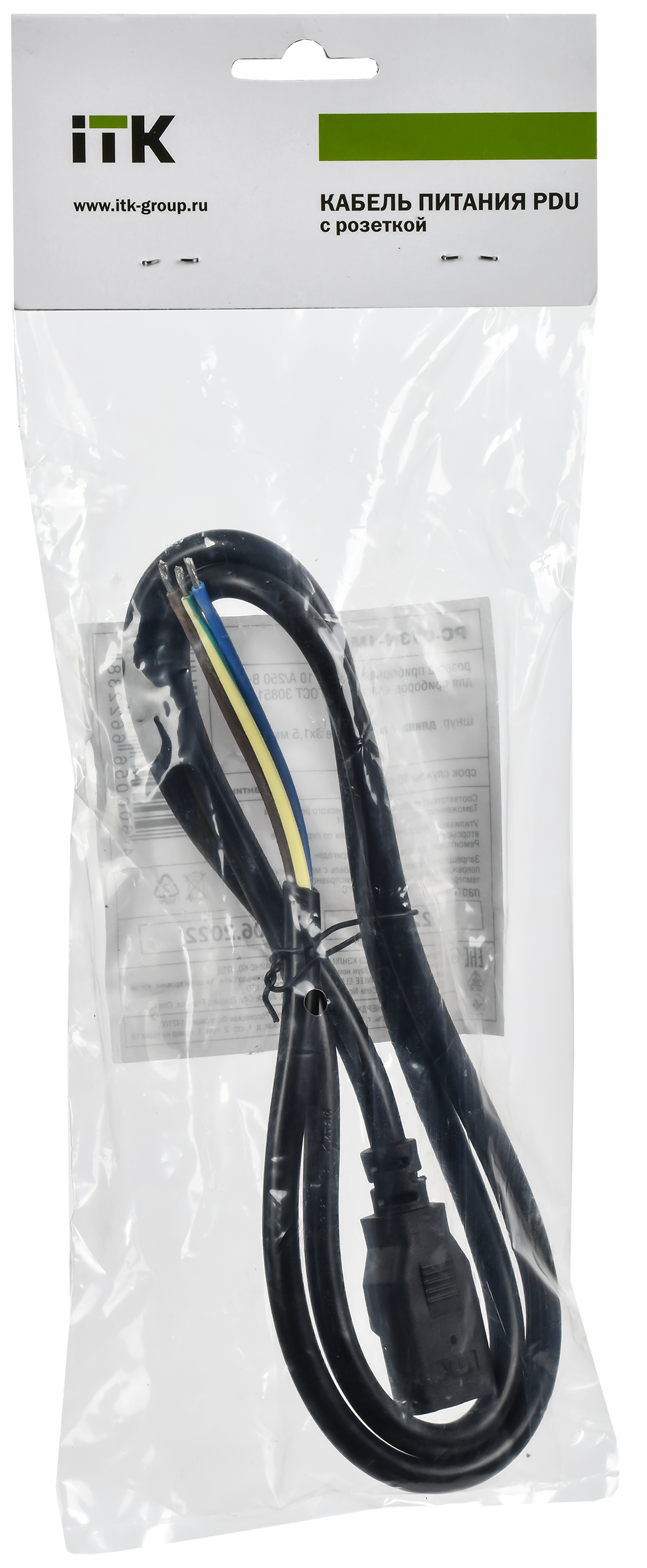 ITK Кабель электропитания PDU 3х1,5 1М с разъёмом С13-б/р