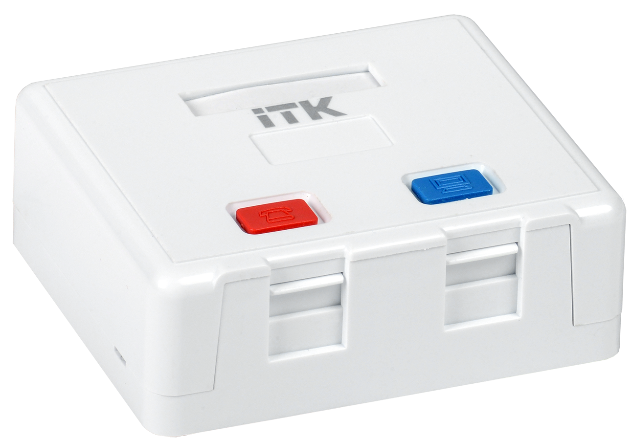 ITK Корпус настенной розетки для установки двух модулей Keystone Jack белый