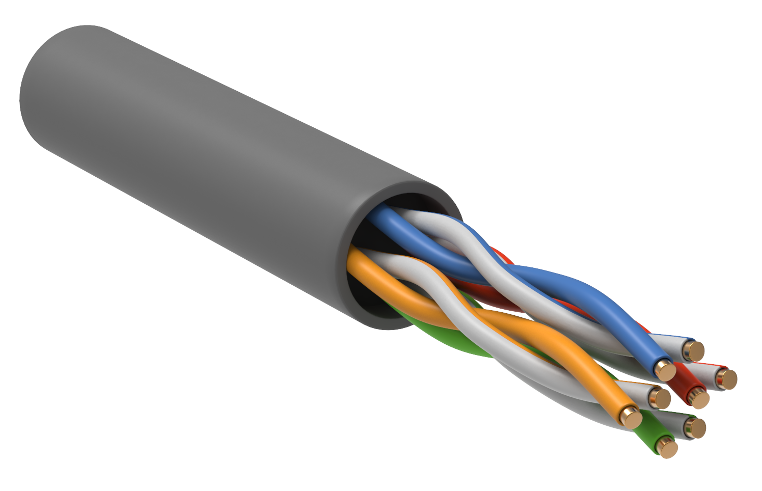 ITK Витая пара U/UTP кат.5E 4х2х24AWG solid LSZH нг(А)-HF 1м серый (100м/бухта)