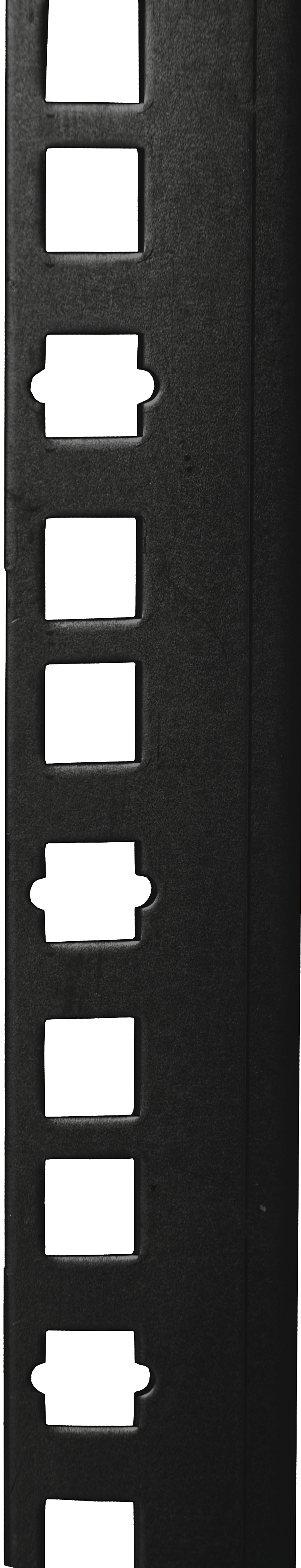 19" монтажные профили имеют маркировку высоты в юнитах в виде насечек. В комплекте лента с цифровой 