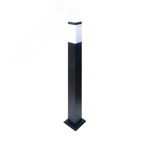 Светильник садово-парковый ландшафтный НТУ E27 без ламп корпус нерж. cталь поликарбонат черный столб квадрат 0.9м -40...+40°C IP44