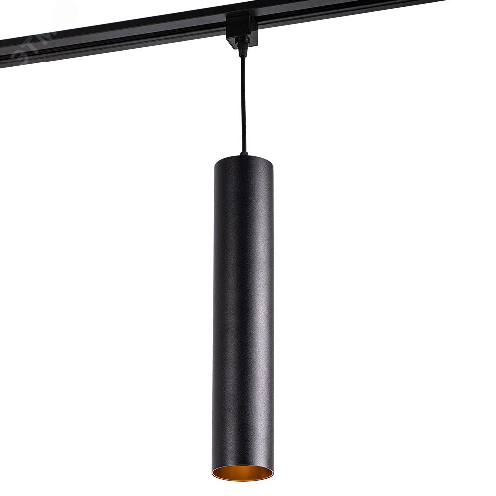 Светильник светодиодный трековый на шинопровод ДПО-10Вт 3000К 600х80 корпус алюминий черный на подвесе 1м IP40