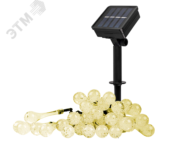 Солнечная светодиодная гирлянда SLR-G08-30W гирл., капли, теплый белый ФАZА