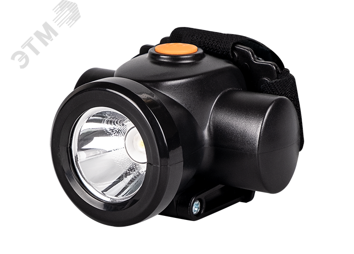 Фонарь налобный 1Вт 80Лм ABS-пластик нейлон 2 режима работы 4 часа работы в ярком режиме заряд адаптер 220В в комплекте IP54