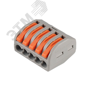 Клеммы монтажные многоразовые PTC-5P 222-415 450V 32A 0,08-2,5(4.0)mm2 , 5 отверстий, серые /50 шт.