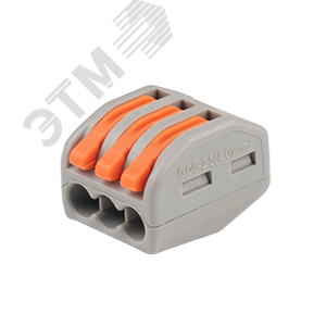 Клеммы монтажные многоразовые PTC-3P 222-413 450V 32A 0,08-2,5(4.0)mm2 , 3 отверстия, серые 50 шт.