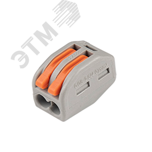 Клеммы монтажные многоразовые PTC-2P 222-412 450V 32A 0,08-2,5(4.0)mm2 , 2 отверстия, серые 10 шт.