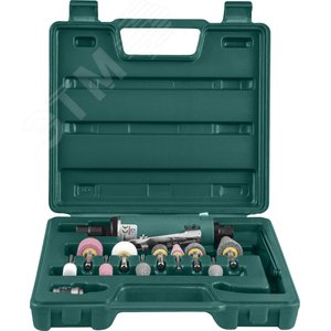 JAG-0903RMK Набор бормашинка пневматическая 25000 об/мин., патрон 3/6 мм, L-152 мм с насадками, 15 предметов