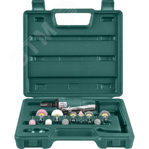 JAG-0903FMK Набор бормашинка пневматическая 25000 об/мин., патрон 3/6 мм, L-120 мм с насадками, 15 предметов