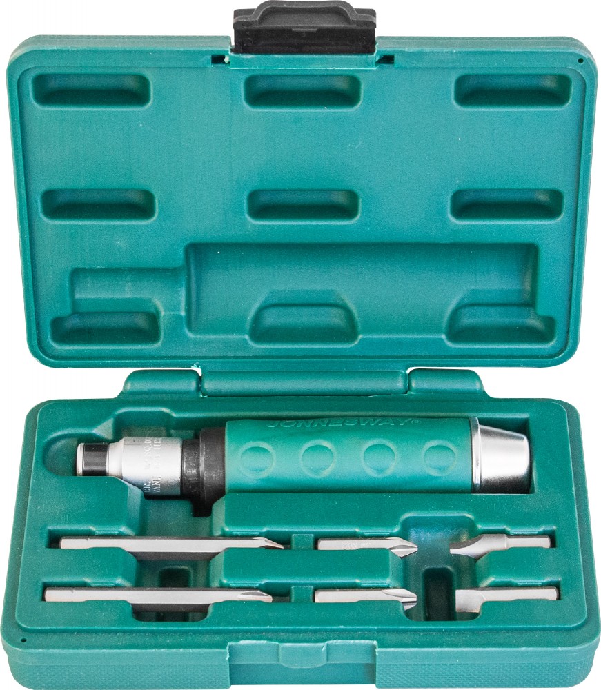 AG010055A Ударная отвертка с битами SL 8,10мм PH# 2,3  36мм и PH# 2,3  80мм, 7 предметов