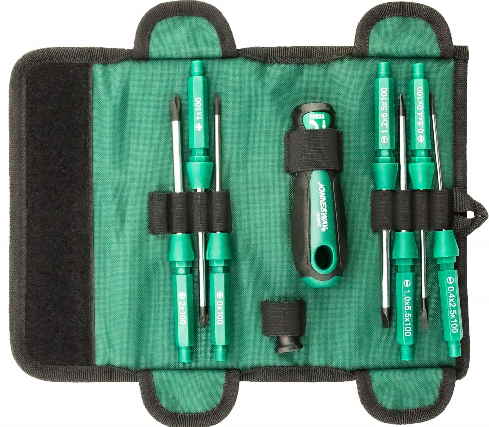 DB0309S Отвертка со сменными стержнями в наборе, 9 предметов