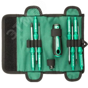 DB0309S Отвертка со сменными стержнями в наборе, 9 предметов