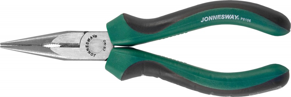 P8106 Длинногубцы прямые со скрытой пружиной и двухкомпонентными рукоятками, CrMo, 160 мм