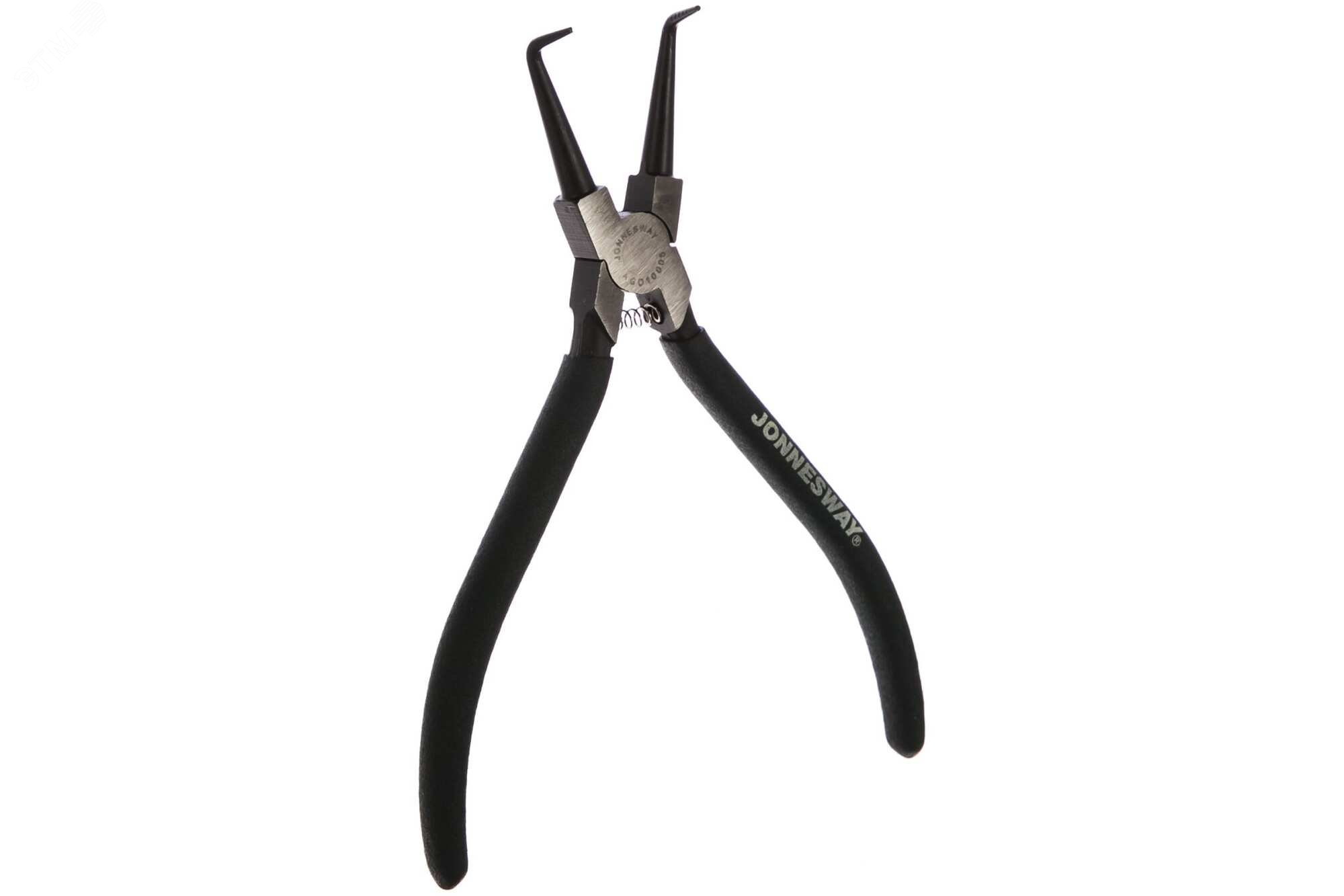 AG010005 Щипцы загнутые 90° для стопорных колец с ПВХ рукоятками, сжим, 180 мм, 19-60 мм