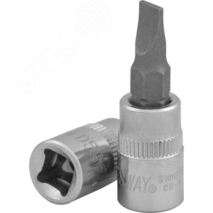 S10H255 Насадка торцевая 1/4"DR с вставкой-битой шлицевой, SL5.5, 37 мм