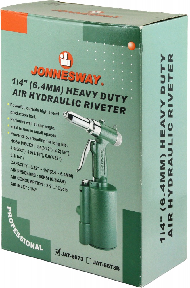JAT-6673 Заклепочник гидропневматический композитный, 2.4 - 6.4 мм