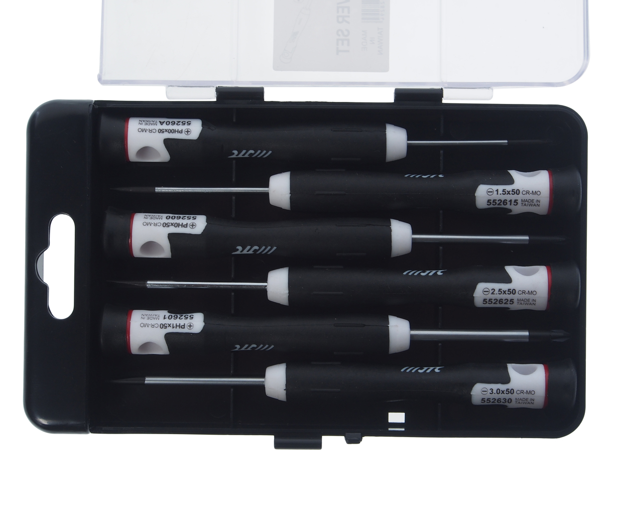 Набор отверток прецизионных PH00/0/1 SL1.5/2.5/3 L=150мм 6 предметов JTC