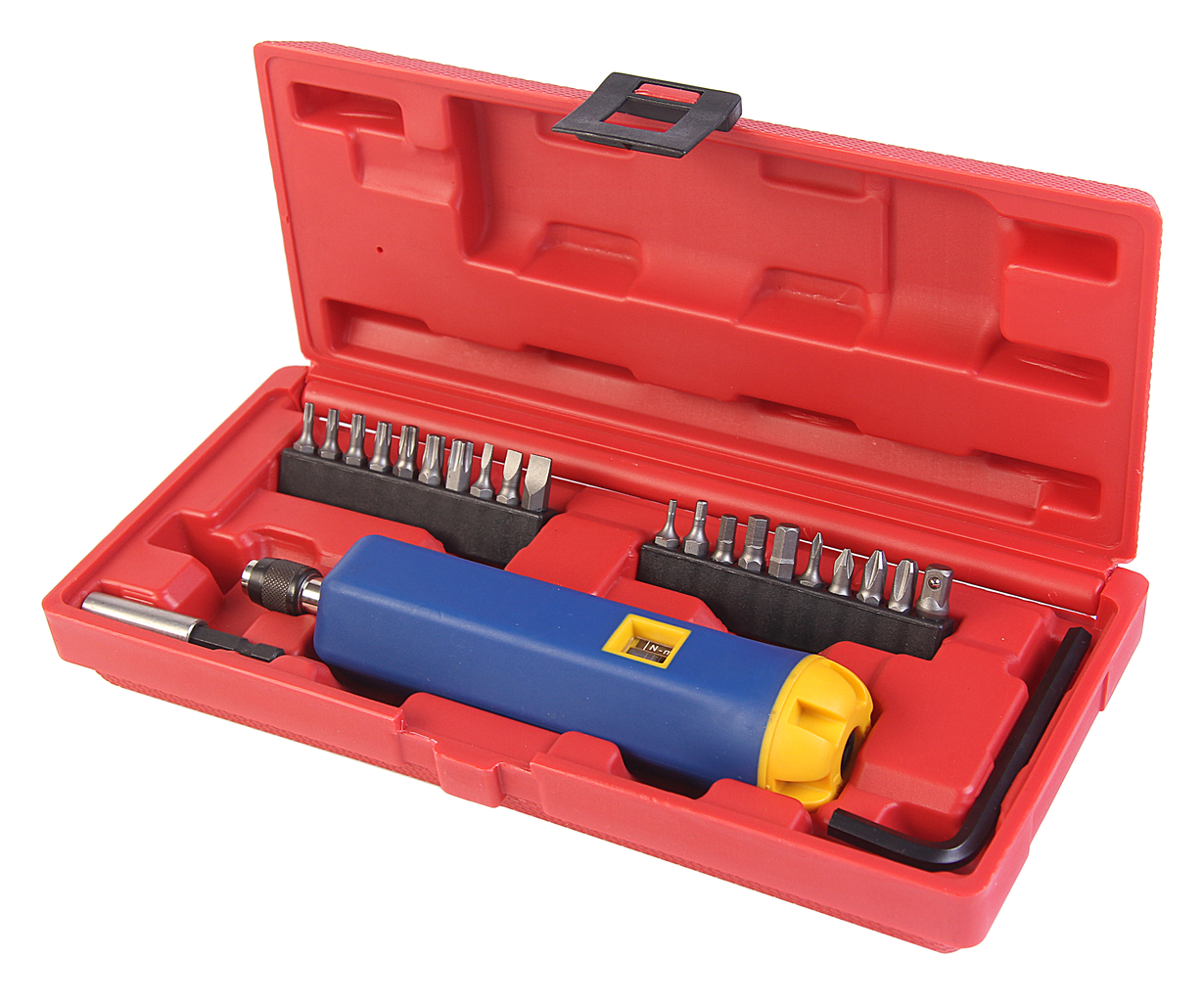 Отвертка динамометрическая 1/4" с набором бит и адаптеров в кейсе JTC
