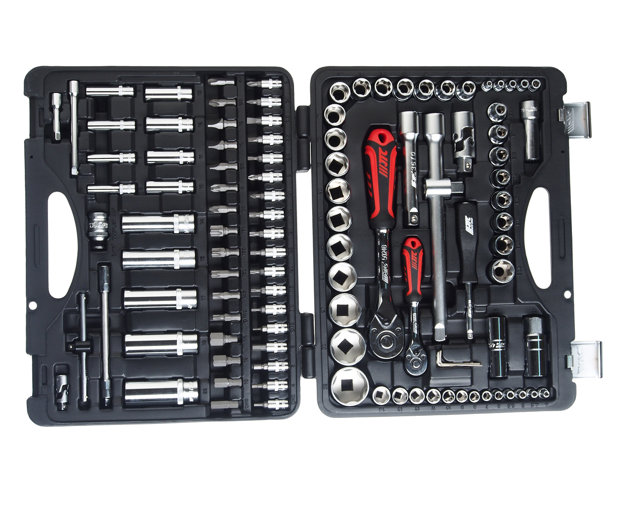 Набор головок торцевых и бит 1/4",1/2" для поврежденных гаек 110 предметов в кейсе JTC