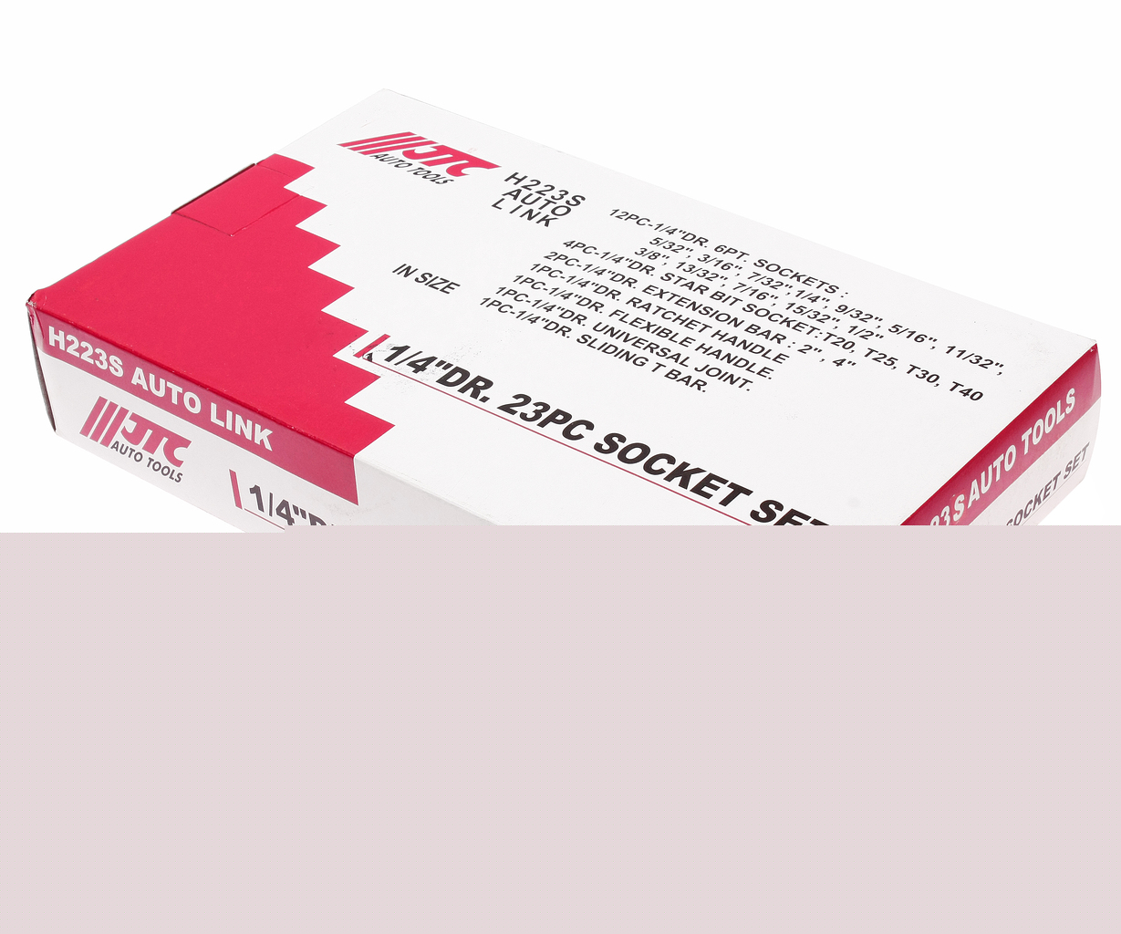 Набор головок торцевых и насадок 1/4" 6-ти гранных 5/32"-1/2",Т20-Т40 23 предмета в кейсе JTC