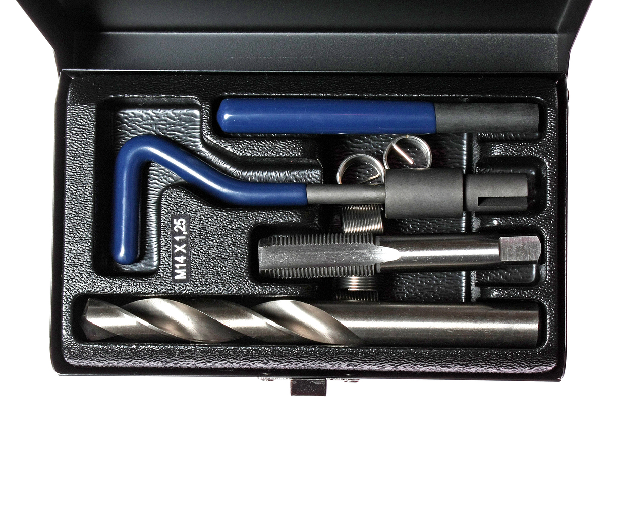 Набор инструментов и вставок для восстановления резьбы М14х1.25мм L=12.4мм 9 предметов JTC