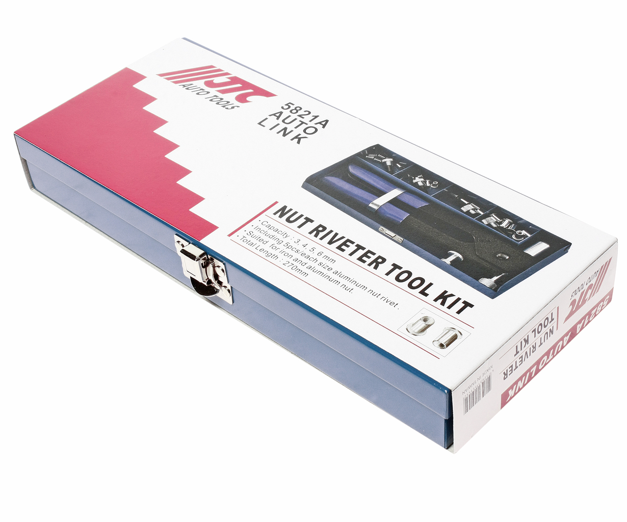 Заклепочник 270мм 3-6мм ручной резьбовой с комплектом заклепок в кейсе JTC